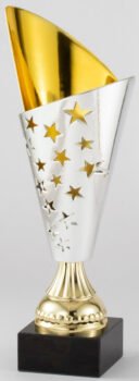 Gold and Silver Plastic Cup with Black Marble Base