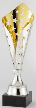 Gold and Silver Metal Cup with Genuine Black Marble Base