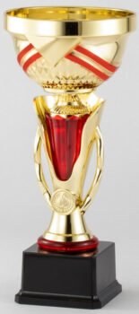 Elegant Red and Gold Cup on  Black Finish Base.
