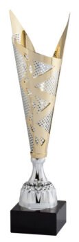 Assembled Cup,Gold/Silver Metal On Genuine Marble Base