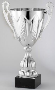 Elegant Silver Metal Cup  on Genuine Black Marble Base.