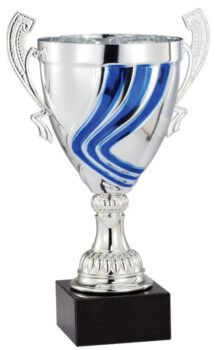 Silver Metal Blue Swish Cup