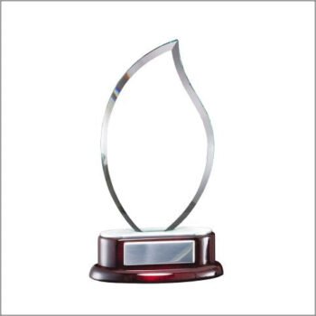 Flame Glass With Rosewood Base