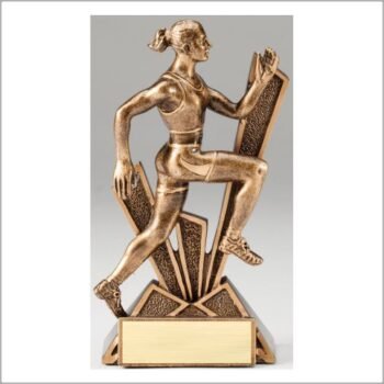 Checkmate Series Sculpted Antique Gold Resin Trophy -Track Female