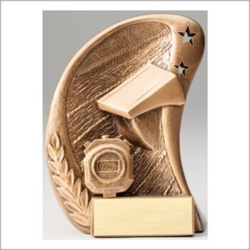 Curve Action Series Sculpted Antique Gold Resin Trophy -Swim